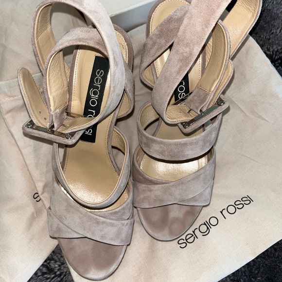 Sergio Rossi 140 mm platform wedges suede with strap around size 39 - Picture 3 of 8